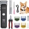 BarberBoss Kit de toilettage pour chiens, tondeuse professionnelle pour poils épais, tondeuse pour chiens sans fil, tondeuse pour chats, kit de...