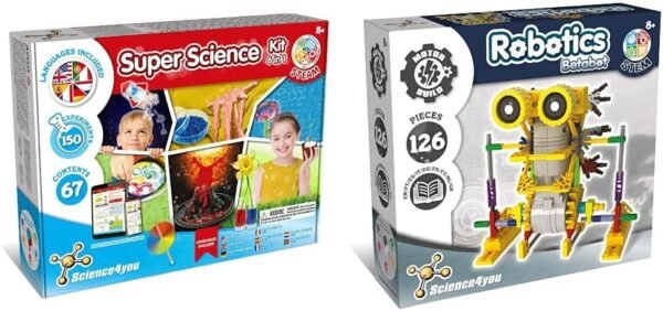 Science4you - Super Kit Scientifique pour Enfants +8 Ans - 150 Experiences Scientifiques & Betabot, Robot pour Enfant - Kit Robot à Construire de...