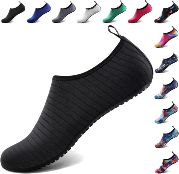 <h3>Chaussures Aquatiques pour Homme et Femme - Séchage Rapide - pour la Natation, la Plage, Le Yoga - Accessoires de Sport - pour Piscine, Camping - Indispensables pour Adultes et Jeunes</h3>
