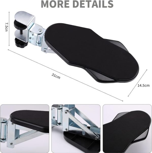 <h3>Yiomxhi Repose Bras Ergonomique pour Bureau, Support de Repose-poignet Rotatif à 180°, Coude Support Extension Bureau Repose d’avant Bras Réglable d'Ordinateur pour Travail Étude, Noir</h3> – Image 5