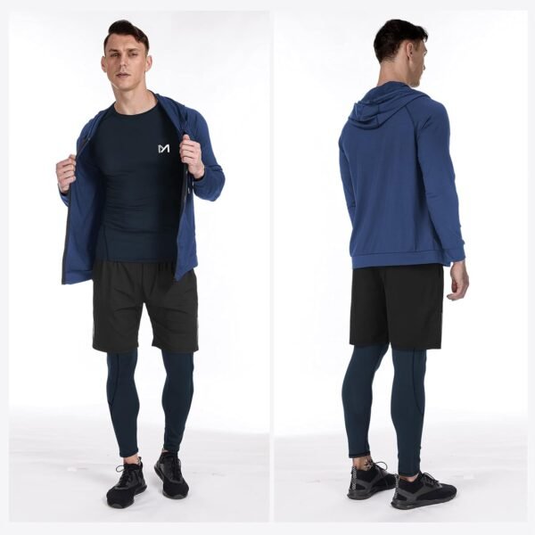MEETYOO Tee Shirt Compression Homme, Legging Sport Short Fitness T Shirt Manches Courtes Collant Gym Running Vetement pour Jogging Musculation – Image 4