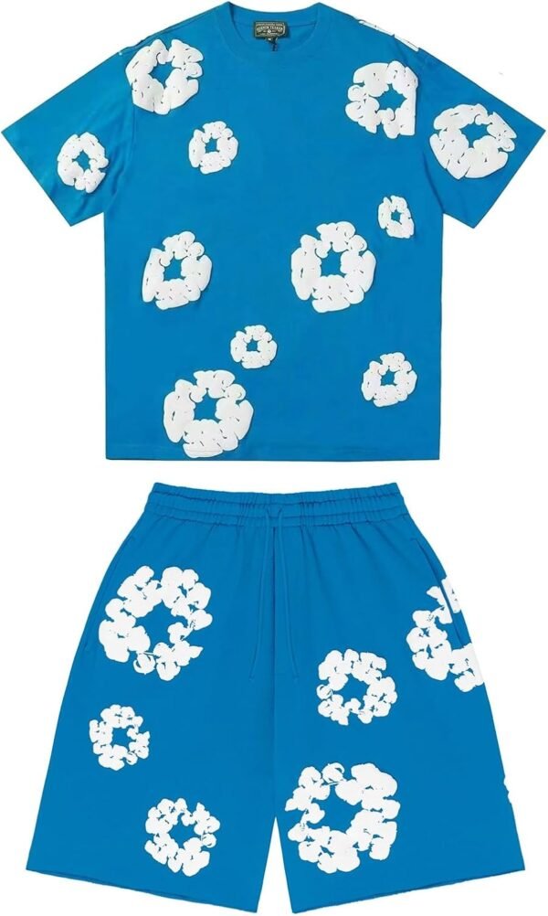 Ensemble Short Tee Shirt Homme, Ensemble Homme Ete Coton Vetement Mode Grande Taille DéContracté Haut Et Short De SurvêTement Fleurs Sweatshirt Unisexe Confortable