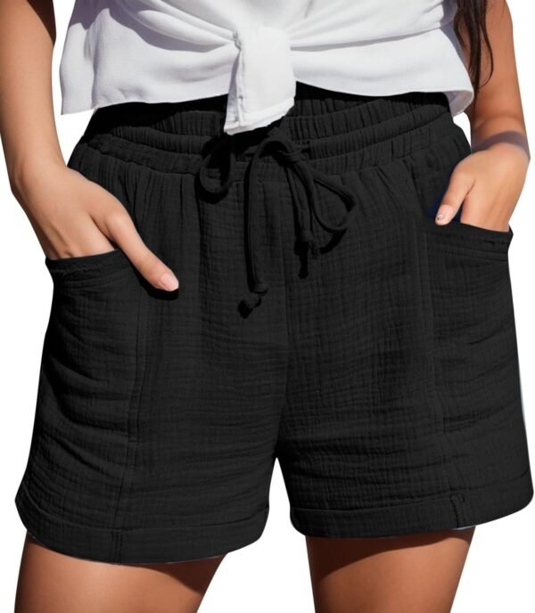 <h3>Bermuda Femme Élégant en Lin et Coton Léger avec Taille Élastique et Poches - Short Sport Grandes Tailles S-5XL pour Plage, Jogging, Casual</h3>