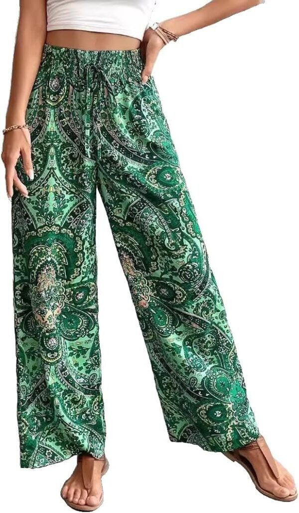 <h3>Havejoy Pantalon Fluide Jambe Large Femme Été Imprimé Fleur Élastique Taille Haute Hippie Ethnique Chic Leggings Palzzo Pantacourt Décontracté Party Danse Fête Wide Leg Pants Mode Streetwear Beachwear</h3>