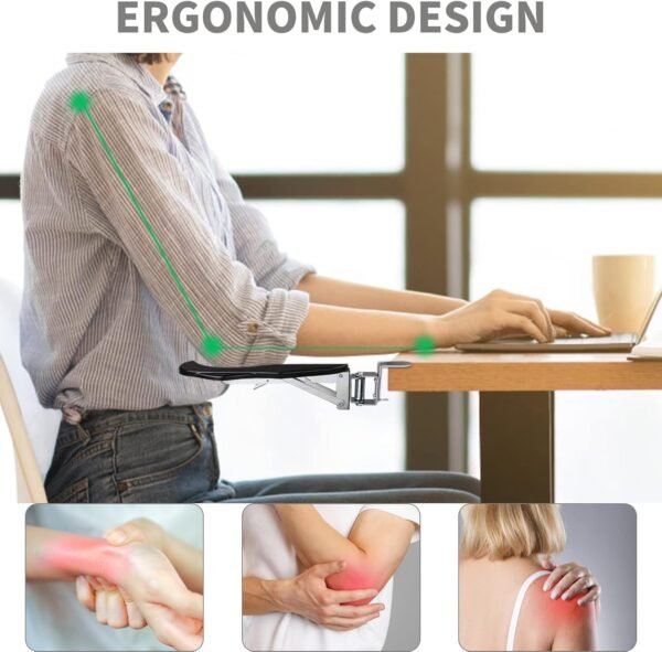 <h3>Yiomxhi Repose Bras Ergonomique pour Bureau, Support de Repose-poignet Rotatif à 180°, Coude Support Extension Bureau Repose d’avant Bras Réglable d'Ordinateur pour Travail Étude, Noir</h3> – Image 2