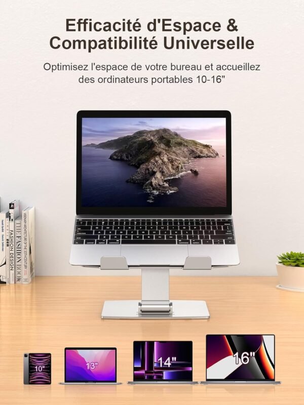 <h3>CIRYCASE Support Ordinateur Portable, Support PC Portable Bureau Réglable en Aluminium, Refroidissement Rapide, Laptop Stand Pliable Ergonomique Lapdesks Compatible avec MacBook Air Pro (10-16")</h3> – Image 6
