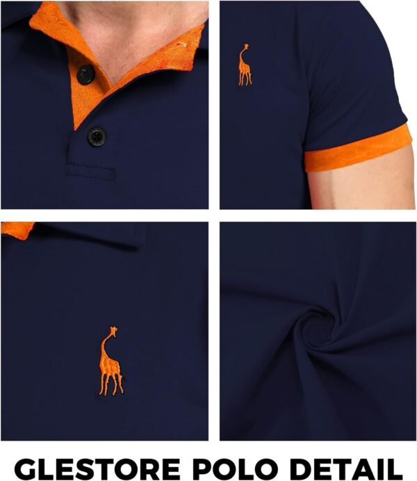 GLESTORE Polo Homme Golf Tennis Manche Courte Casual Sport T-Shirt Coton Vetement – Image 7