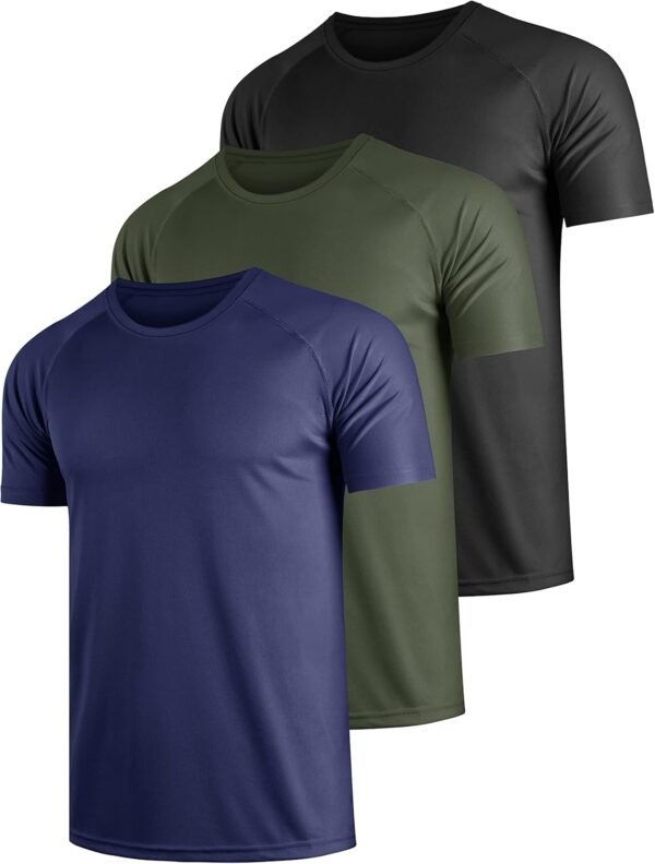 Teesmen Lot de 3 t-Shirts de Course à Pied à séchage Rapide pour Homme - Hauts de Sport Anti-Transpiration - T-Shirts d'entraînement Respirants