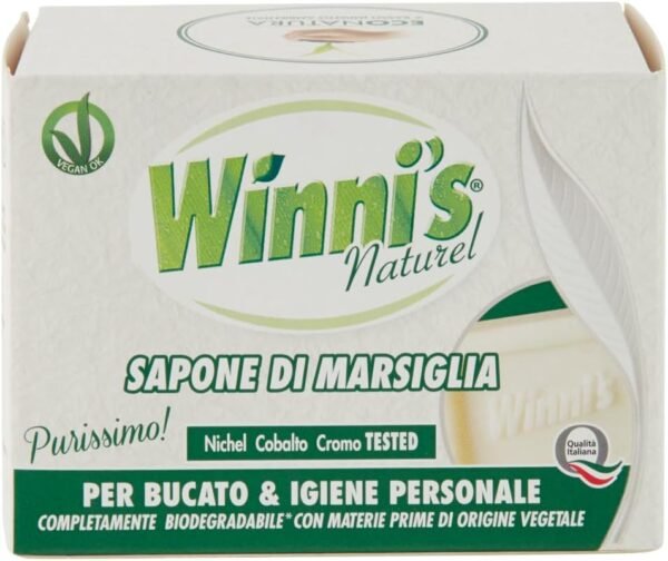 Winni's Lot de 12 savons de Marseille pour le linge et l'hygiène personnelle 250 g + polpa italien gourmet 400 g – Image 2