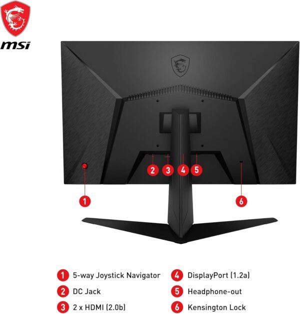 MSI G2412F écran gaming FHD 23,8" - 1920 x 1080 dalle Rapid IPS, 180 Hz / 1ms (GtG), gamme de couleurs sRGB 107%, Adaptive Sync - DP 1.2a, HDMI 2.0b CEC – Image 6