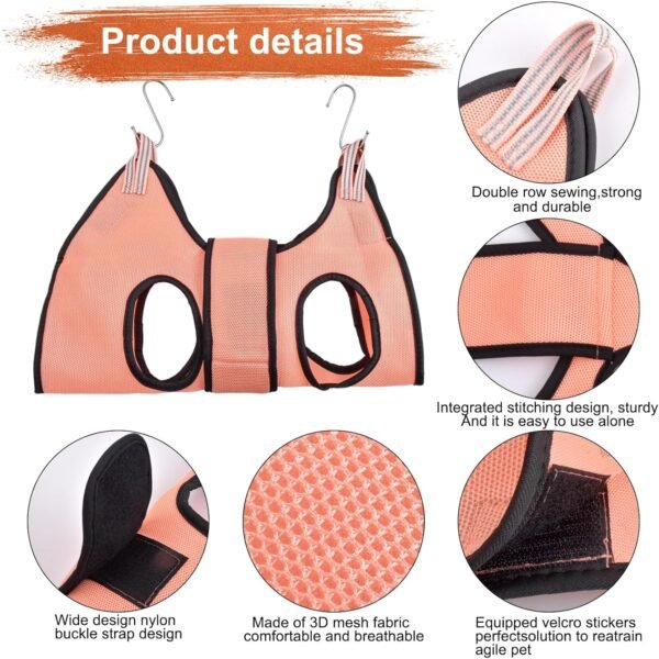 Granvoo Hamac de Toilettage pour Chat et Chien, Petit Sac de Retenue de Toilettage pour Animaux de Compagnie, Support de Toilettage pour Animal Domestique pour Coupe des Ongles (XS, Rose) – Image 4
