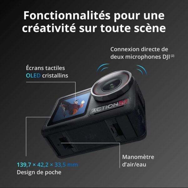 DJI Bundle Aventure Osmo Action 5 Pro, Caméra d’Action 4K avec Capteur 1/1,3", 12 h d’Autonomie Étendue avec 3 Batt., Stabilisation, Double Écran Tactile OLED, Mini Caméra d’Action pour Voyage, Vlog – Image 3