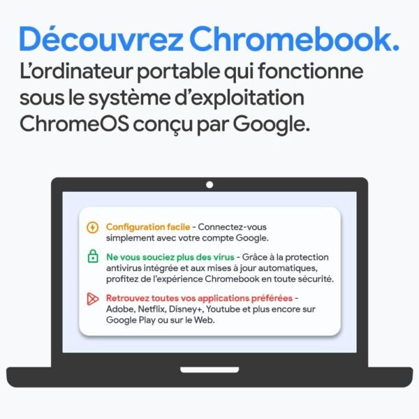 Lenovo IdeaPad Slim 3 Chromebook 14M868 - Ordinateur Portable 14'' FHD (MediaTek Kompanio 520, RAM 8Go, SSD 128Go, Arm Mali-G52 2EE MC2 GPU, Chrome OS) Clavier AZERTY Français - Gris – Image 2