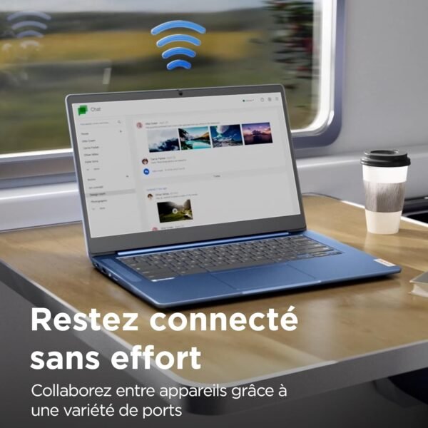 Lenovo IdeaPad Slim 3 Chromebook 14M868 - Ordinateur Portable 14'' FHD (MediaTek Kompanio 520, RAM 8Go, SSD 128Go, Arm Mali-G52 2EE MC2 GPU, Chrome OS) Clavier AZERTY Français - Gris – Image 4