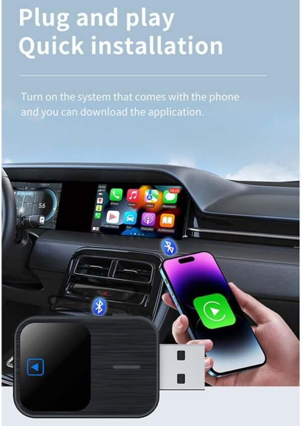 LIZHIguo CarPlay sans Fil pour MG Hector 2019-2023,Adaptateur Cle CarPlay Voiture,Android Auto sans Fil Latence,USB Plug Play,Filaire san Fil – Image 6