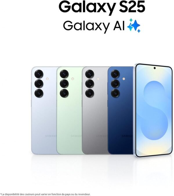 Samsung Galaxy S25, Smartphone Android 5G avec Galaxy AI, 128 Go, Chargeur secteur rapide 25W inclus, Smartphone déverrouillé, Gris, Version FR – Image 2