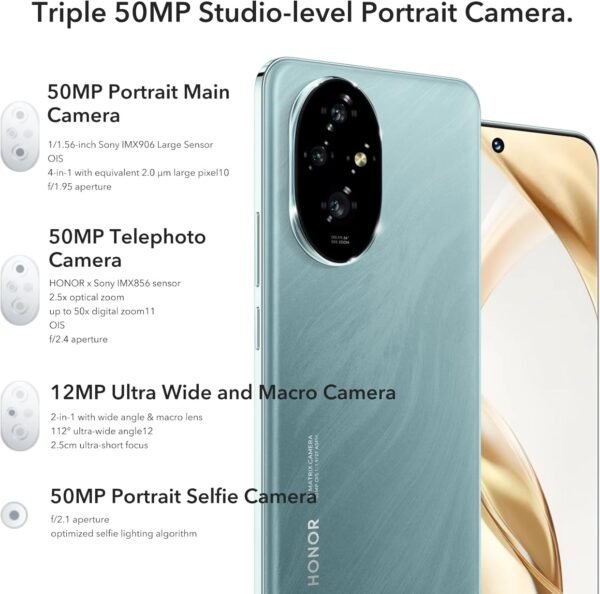 HONOR 200 5G Smartphone 12Go 512Go, 120Hz 6.7" AMOLED, Snapdragon 7 Gen 3, 5200mAh Batterie, Triple Appareil Photo 50 MP, Android 14, Dual Sim, NFC, (sans Chargeur) Vert – Image 3