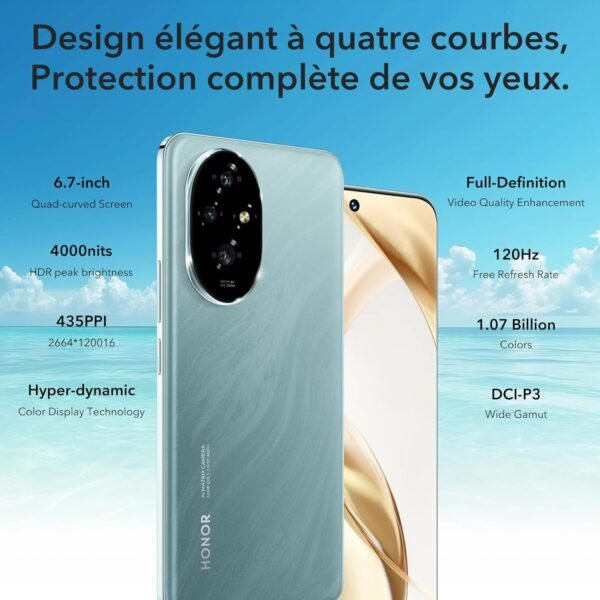 HONOR 200 5G Smartphone 12Go 512Go, 120Hz 6.7" AMOLED, Snapdragon 7 Gen 3, 5200mAh Batterie, Triple Appareil Photo 50 MP, Android 14, Dual Sim, NFC, (sans Chargeur) Vert – Image 4