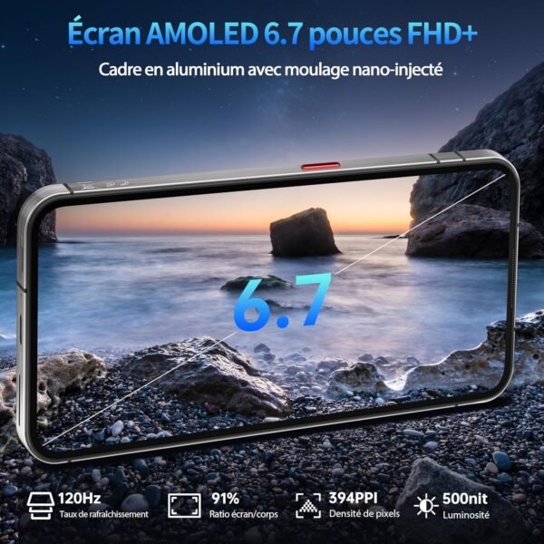 OUKITEL WP200 Pro Téléphone Portable Incassable - Android 15 Smartphone Incassable 72Go+1To, 6.7''FHD+, 8800mAh, 108MP+32MP, Dual SIM 5G/Fingerprint/WiFi6/NFC avec Écouteurs/Montre Détachables Noir – Image 5