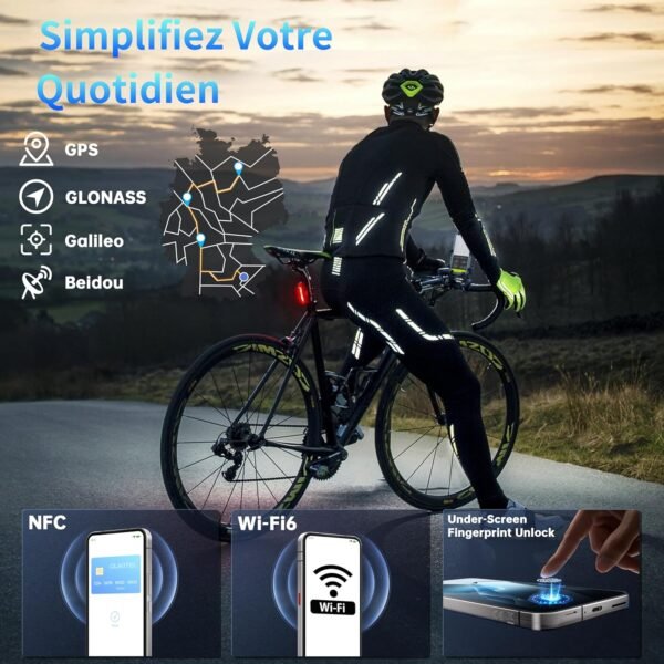 OUKITEL WP200 Pro Téléphone Portable Incassable - Android 15 Smartphone Incassable 72Go+1To, 6.7''FHD+, 8800mAh, 108MP+32MP, Dual SIM 5G/Fingerprint/WiFi6/NFC avec Écouteurs/Montre Détachables Noir – Image 8