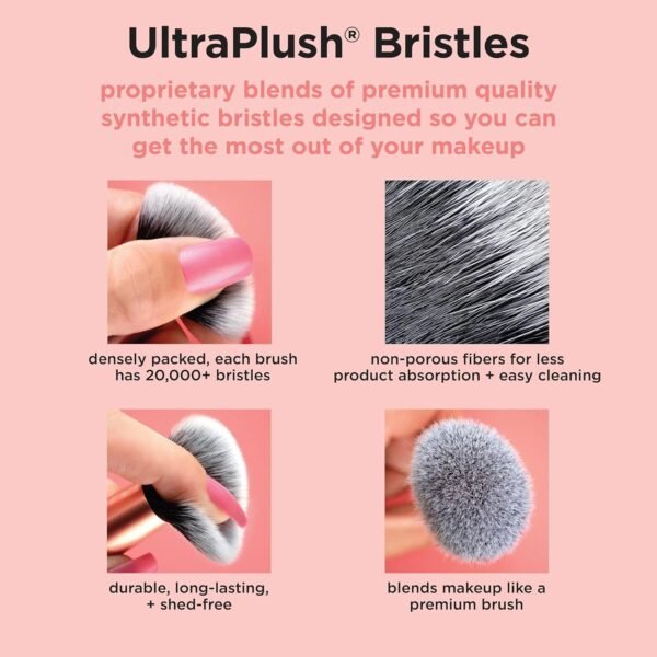 Real Techniques Ensemble de 5 pièces Everyday Essentials +, pinceaux à maquillage et éponge à maquillage, pour fond de teint, fard à joues, poudre bronzante, sans cruauté envers les animaux – Image 17