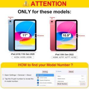 Alternative view of FINTIE Coque pour iPad (A16) 11 Pouces 11ème Génération 2025, iPad 10ème Génération 10.9 Pouces 2022 - Coque Arrière Rigide Transparente Givrée, Housse Fine Légère Etui Pliable, Marbre Océan