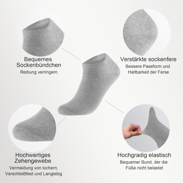 Lakpoau Chaussettes Basses Homme Femme lot de 12 Paires Socquette Sport Coton Socquettes Respirant Courtes Chaussette Femme Coton Courtes Bassese – Image 2