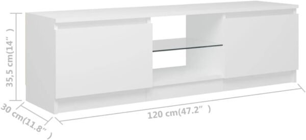 vidaXL Meuble TV avec Lumières LED, Armoire de Télévision, Meuble Télé de Salon, Armoire Basse Salle de Séjour Intérieur, Moderne, Blanc – Image 3