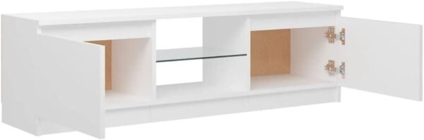 vidaXL Meuble TV avec Lumières LED, Armoire de Télévision, Meuble Télé de Salon, Armoire Basse Salle de Séjour Intérieur, Moderne, Blanc – Image 8