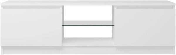 vidaXL Meuble TV avec Lumières LED, Armoire de Télévision, Meuble Télé de Salon, Armoire Basse Salle de Séjour Intérieur, Moderne, Blanc – Image 9