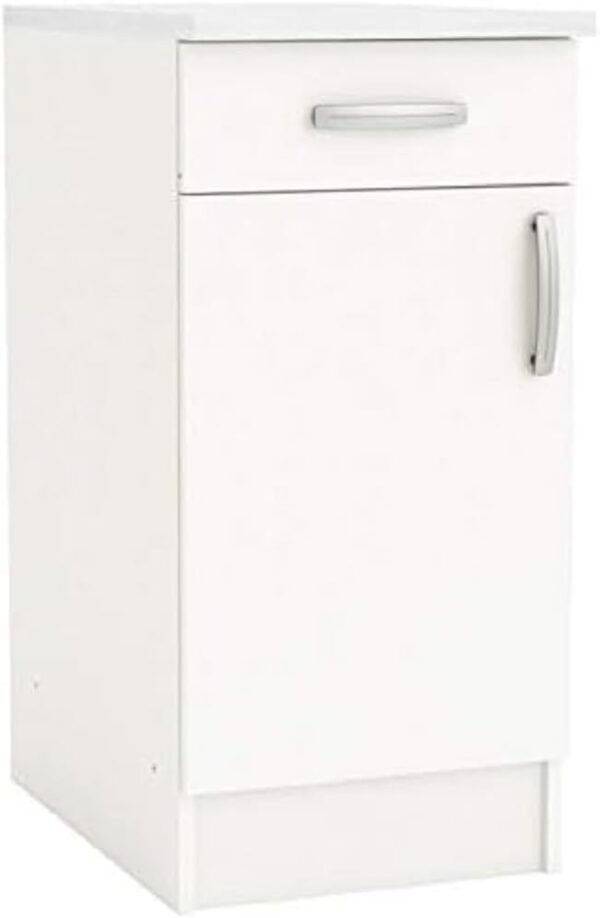 Caisson De Rangement Cuisine Bas 1 Porte 1 Tiroir – 100% Résistant A L'Eau – NOVA – Coloris Blanc Mat - 60 x 40,1 x 85 cm