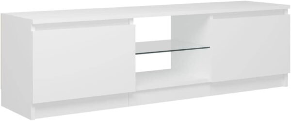 vidaXL Meuble TV avec Lumières LED, Armoire de Télévision, Meuble Télé de Salon, Armoire Basse Salle de Séjour Intérieur, Moderne, Blanc – Image 7