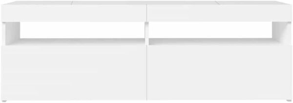 HOMTAKIE Meuble TV avec lumières LED Blanc 120x35x40 cm – Image 8