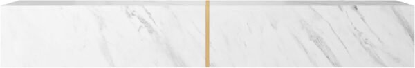 Selsey Meuble TV Armoire De Télévision 200 cm Suspendu Salle De Séjour Chambre À Coucher Marbre Blanc avec Insert Doré Bisira – Image 4