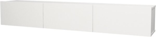 [en.casa] Meuble TV Mural Support Télé Suspendu avec Étagères Fermées Espace de Rangement Flottante pour Salon Banc Télévision Panneau de Particules 180 x 31 x 29,5 cm Blanc – Image 4