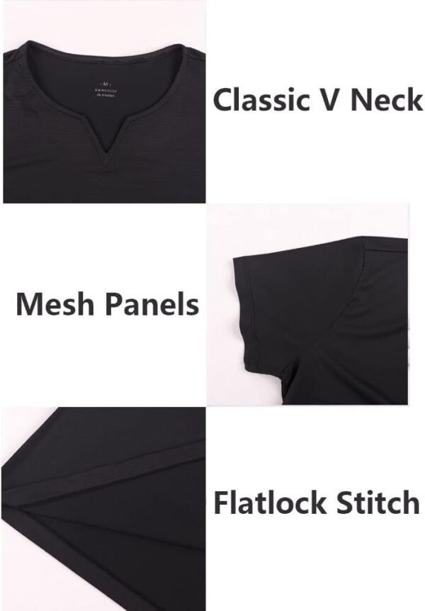 YCHSXAIZ T-Shirts athlétiques en Maille pour Hommes avec col en V Fendu pour la Musculation d'entraînement de Gym – Image 2