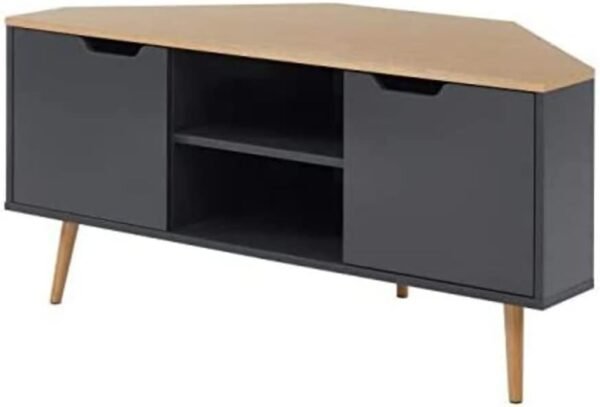 BAÏTA Meuble TV, chêne et Gris Anthracite, L115cm