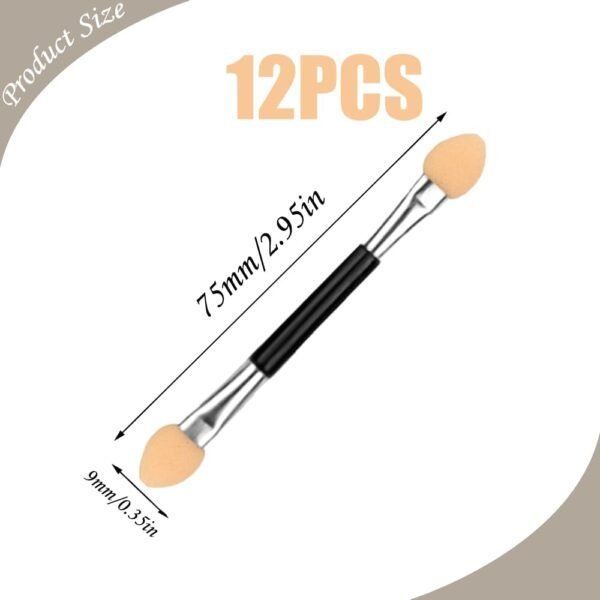 Brosse à Paupières, 12 Pcs Sponge Ombre à Paupières Pinceau, Pinceau de Fard à Paupières Double Face, Applicateur Fard à Paupières – Image 2