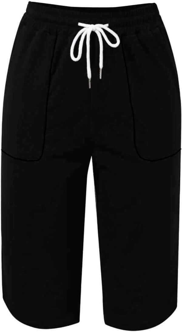 Pantalon De Sport Femme 3/4 Taille Haute Pantacourt Été Coton Doux Jogging Survetement pour Yoga Randonnée Course À Pied – Image 4