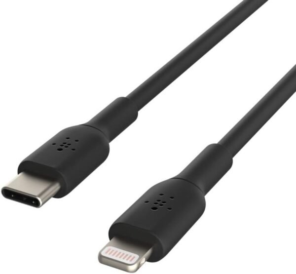Belkin Câble USB-C vers Lightning (câble de recharge rapide pour iPhone 14 et modèles antérieurs; câble Boost Charge USB-C certifié MFi; noir, 1 m) – Image 2