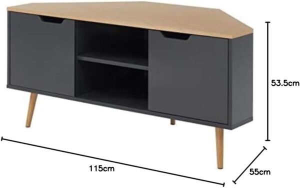 BAÏTA Meuble TV, chêne et Gris Anthracite, L115cm – Image 7