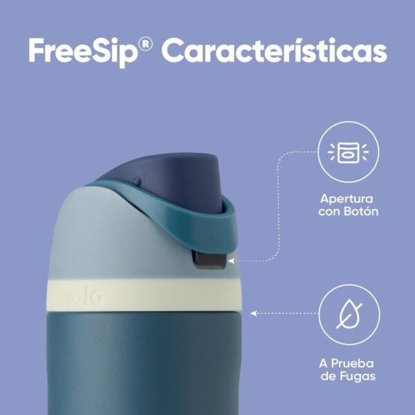 Owala FreeSip gourde isotherme en inox avec paille et couvercle, 710 ml - sans BPA, garde frais pendant 24 heures pour le sport et les voyages, Denim – Image 3