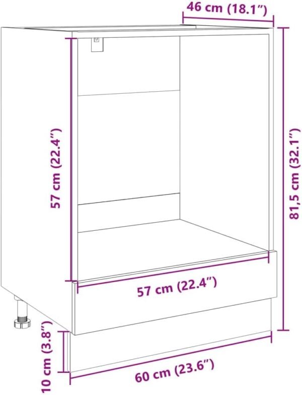 Armoire à four Chêne sonoma 60x46x81,5 cm Aggloméré – Image 3