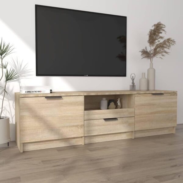 vidaXL Meuble TV Centre de Divertissement Armoire Basse Armoire Stéréo Meuble de Salon Salle de Séjour Chêne Sonoma 140x35x40 cm Bois d'Ingénierie – Image 4