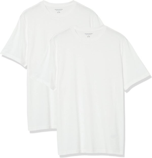 Amazon Essentials T-shirt en Coton à Col Rond à Manches Courtes, Coupe Classique Homme, Lot de 2