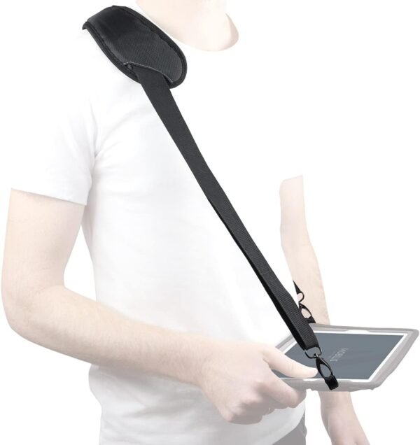 MOBILIS Bandoulière de Transport Universelle pour Tablette/Téléphone/Terminal de Saisie, 2 Points d'Accroche, Longueur Réglable 105-165 cm, Anti Chute, Ergonomique et Confortable, Noir