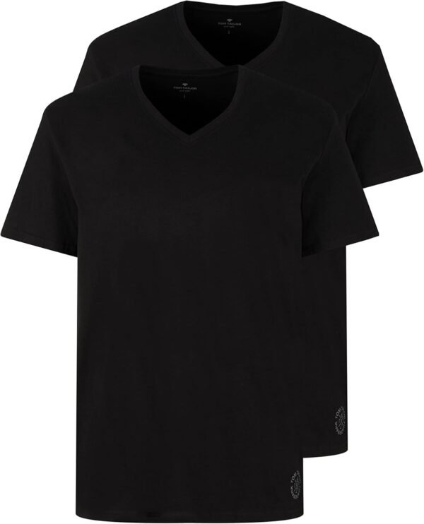 TOM TAILOR Hommes Lot de 2 t-shirts basiques avec col en V