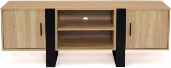 IDMarket - Meuble TV 140 cm Phoenix 2 Portes Bois et Noir – Image 4