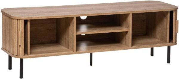 Atmosphera Créateur d'Intérieur - Meuble TV Colva 2 Portes Coulissantes - Étagère Ajustable - Rangement 4 Cases pour Salon, Chambre - H46 x L140cm – Image 2