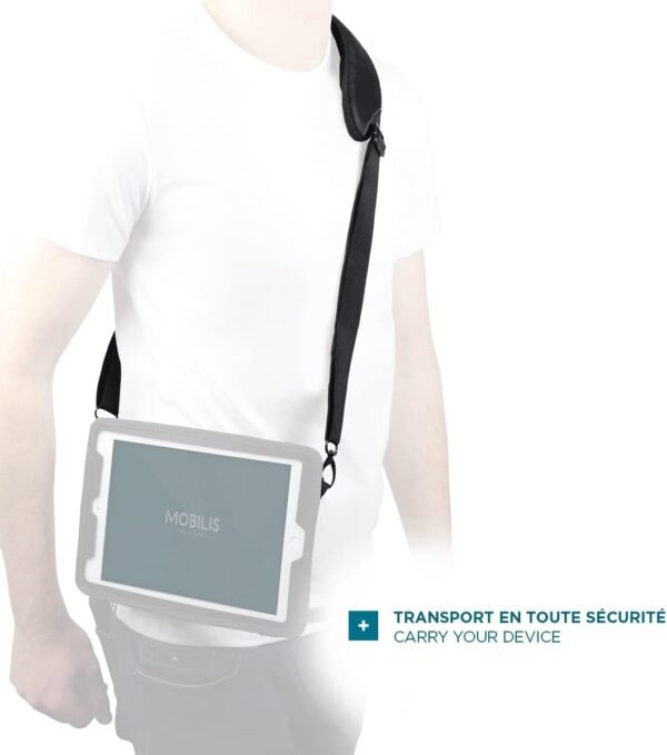 MOBILIS Bandoulière de Transport Universelle pour Tablette/Téléphone/Terminal de Saisie, 2 Points d'Accroche, Longueur Réglable 105-165 cm, Anti Chute, Ergonomique et Confortable, Noir – Image 3